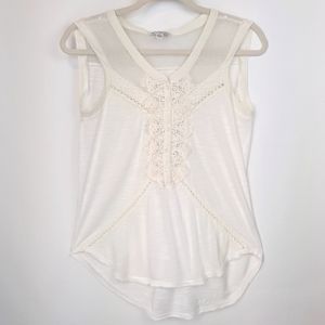 AMERICAN EAGLE OUTFITTERS Women’s White Sleeveless Top Crochet Front Size Small